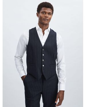 Oscar Jacobson Carlo Waistcoat Wool Pinstripe - Blue