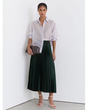 Reiss Pleated Midi Skirt - Black