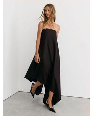 Reiss Wool-Blend Strapless Asymmetric Midi Dress - White