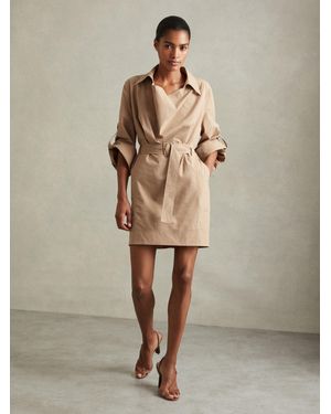 【海外限定】REISSワンピース☆Fia Belted Mini Dress in Brown Reiss Fia Belted Mini Dress, Brown