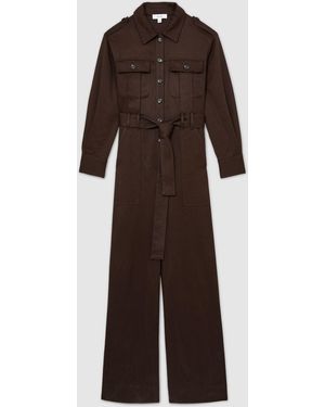 REISS☆Kaia Tailored Wide Leg Utility Jumpsuit Navy【UK発】 Reiss Kaia Utility Jumpsuit in Blue | Lyst