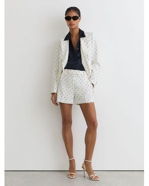 Reiss Beatrix - White/navy Polka-dot Tailored Shorts, Us 0