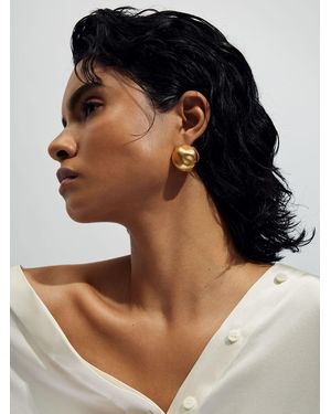 Reiss Tiara - Gold Tone Tiara Contoured Ball Earrings, One - Black