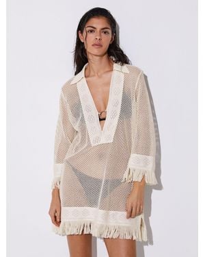 Reiss Crochet Fringe-Trim Beach Dress - Natural