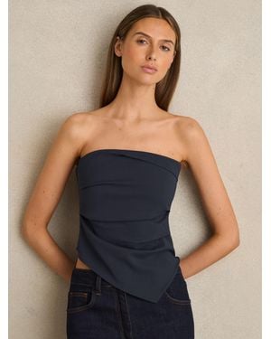 Reiss Millie - Navy Ruched Bandeau Top, Us 14 - Blue