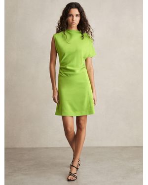 Reiss Freya - Green Asymmetric Ruched Mini Dress, Us 6