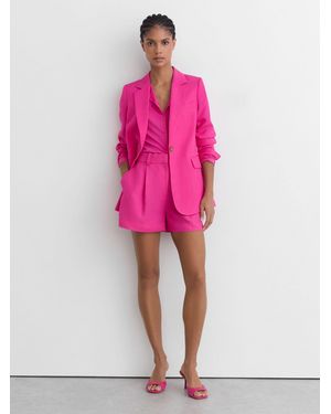 Reiss Charli Tailored Shorts With Linen - Pink