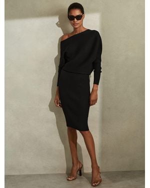 Reiss Lara Off-The-Shoulder Stretch-Knit Midi Dress - Black