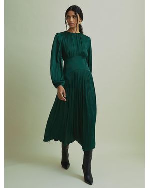 Florere Blouson Sleeve Midi Dress - Green