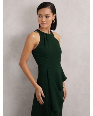 Reiss Ruffled Petite Slash Detail Maxi Dress - Green