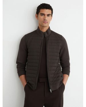 Reiss Hybrid Quilt And Interlock Zip Jacket - Black