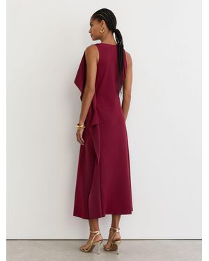 Reiss Drape-Detail Cowl-Neck Midi Dress - Red
