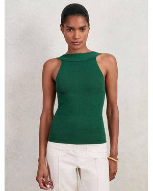 Reiss Low-Back Rib-Knit Vest - Green