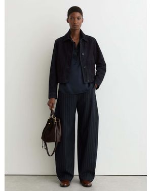 Reiss Petite Barrel-Leg Pinstripe Pants - Blue