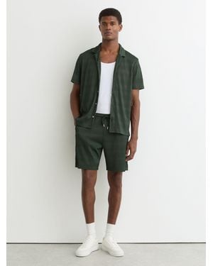Reiss Textured-Wave Drawstring Shorts - Green