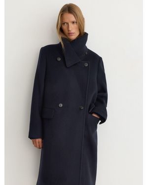 Reiss Wool-Blend Relaxed-Fit Double-Breasted Coat - Blue