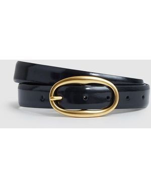 Reiss Patent Leather Oval Buckle Belt - Blue