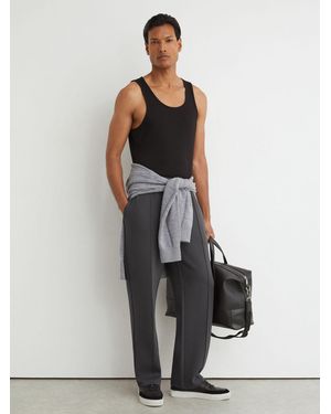 Reiss Sueded Interlock Jersey Straight-Leg Sweatpants - Gray
