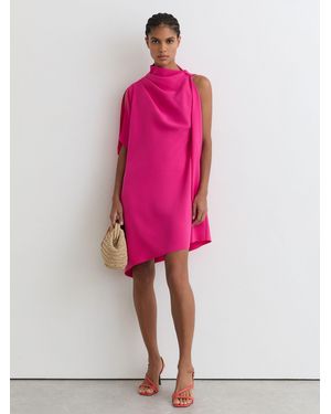 Reiss Ellery - Pink One-shoulder Draped Mini Dress, Us 2