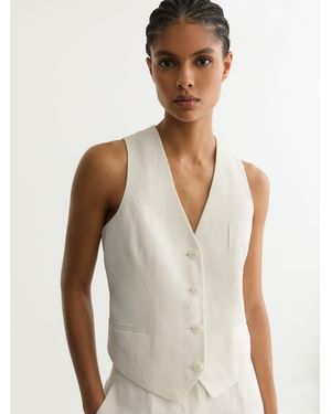 Reiss Linen-Blend Tailored Waistcoat - White