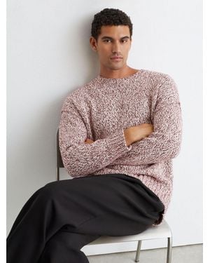 Reiss Wool-Blend Speckled-Knit Crew-Neck Sweater - Pink