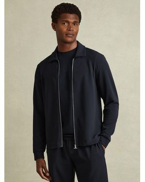 Reiss Textured Zip-Through Overshirt - Blue
