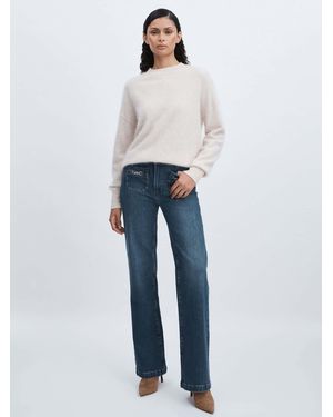 PAIGE Leenah Patch Pockets Jeans Cotton Plain - Blue
