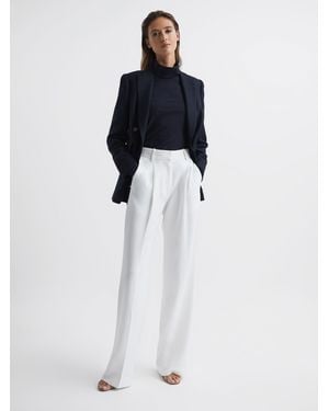 Reiss Larsson - Navy Larsson Double Breasted Twill Blazer - Blue