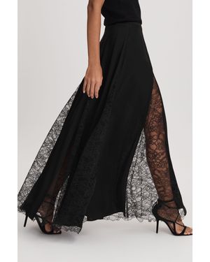 Anna Quan Satin Lace Maxi Skirt - Black