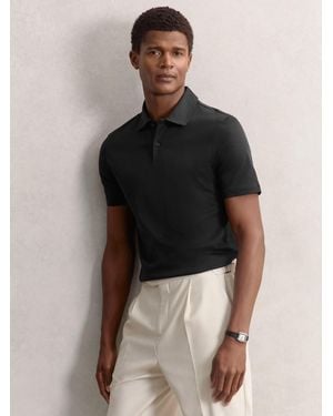 Reiss Cotton Short-Sleeve Polo Shirt - Black
