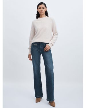 PAIGE Leenah Patch Pockets Jeans Cotton Plain - Blue