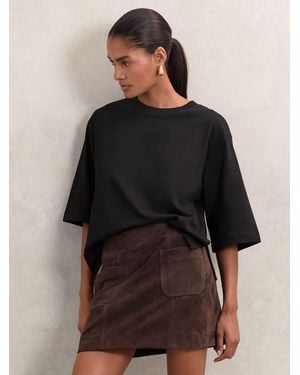 Reiss Oversized Cotton Crew Neck T-Shirt - Black