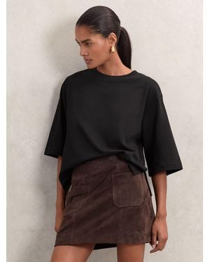 Reiss Oversized Cotton Crew Neck T-Shirt - Black