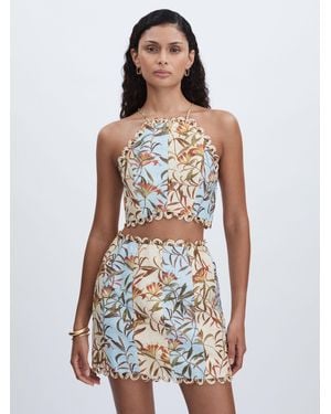 Significant Other Tabitha Cropped Top Cotton Floral Print - White