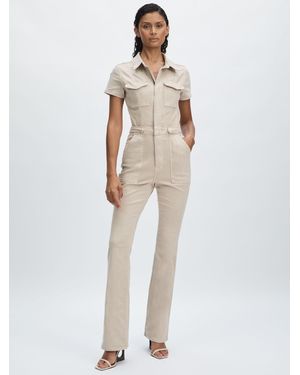 GOOD AMERICAN Fit For Success Boot Jumpsuit Plain - White