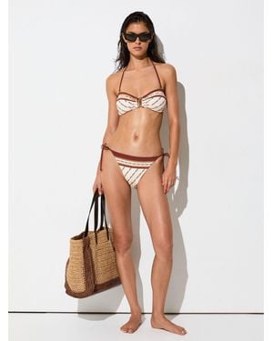 Reiss Chain-Print Bandeau Halterneck Bikini Top - White
