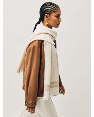 Reiss Vivienne - Cream Wool-cashmere Textured Scarf, One - White