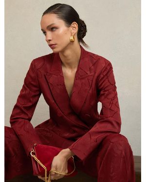 Reiss Atelier Jacquard Double-Breasted Blazer - Red