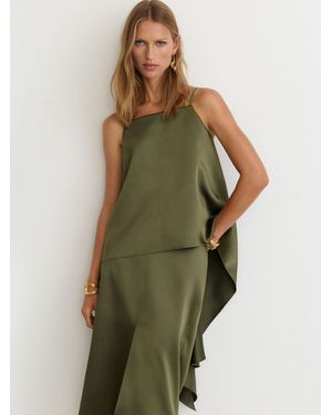 Reiss Satin Structured Drape-Back Top - Green