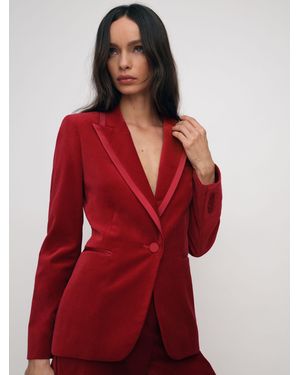 Reiss Velvet Single-Breasted Suit Blazer - Red