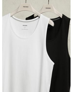 Reiss Monty - White/black 2 Pack Stretch-cotton Loungewear Vests, Xl
