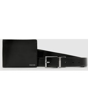 Reiss Gordon - Black Leather Wallet And Belt Gift Set, One - White