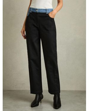 Reiss Petite Colour-Block Straight-Leg Jeans - Black
