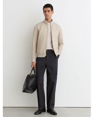 Reiss Hybrid Quilt And Interlock Zip Jacket - White