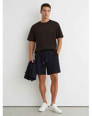 Reiss Textured Piped Drawstring Shorts - Black