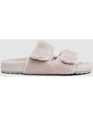 Reiss Farrah - Taupe Wool Sliders, Us 9 - Pink