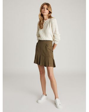 Reiss Mina - Khaki Pleated Mini Skirt, Us 8 - Natural