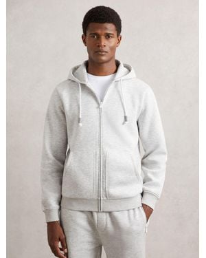 Reiss Cotton-Blend Zip-Through Hoodie - Natural