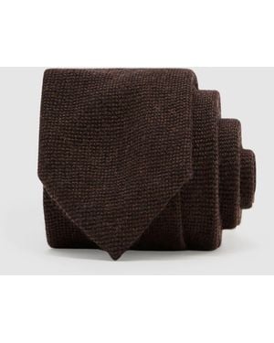 Reiss Romolo - Chocolate Brown Wool Woven Unlined Tie, One