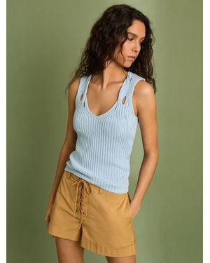 Reiss Clement - Tan Cotton Lace-up Shorts, Us 4 - Green